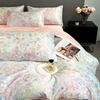 Flower Printed Duvet Cover Set Satin Silk Bed Cover Sets for Summer Queen/King Size Silky Plumones De Cama Coolling Bedding Set