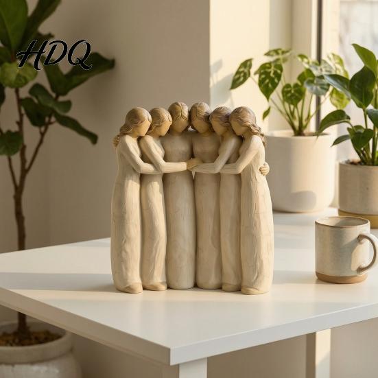 Accenti Decorativi per Davanzale Statuetta in Legno Sorellanza Scultura di Amicizia Artigianale per Soggiorno Statuette Finemente Intagliate Tavolino da Camera da Letto