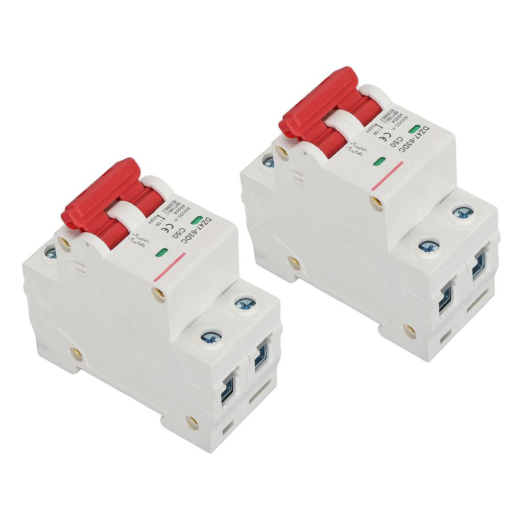 2PCS DC Circuit Breaker DIN Rail Mounting 2P 50A 500V Protection Air Switch for Solar PV System