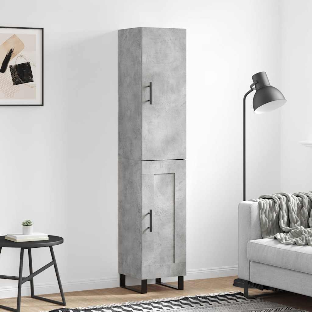 Highboard Concrete Grey 34.5 x 34 x 180 cm Engineered Wood