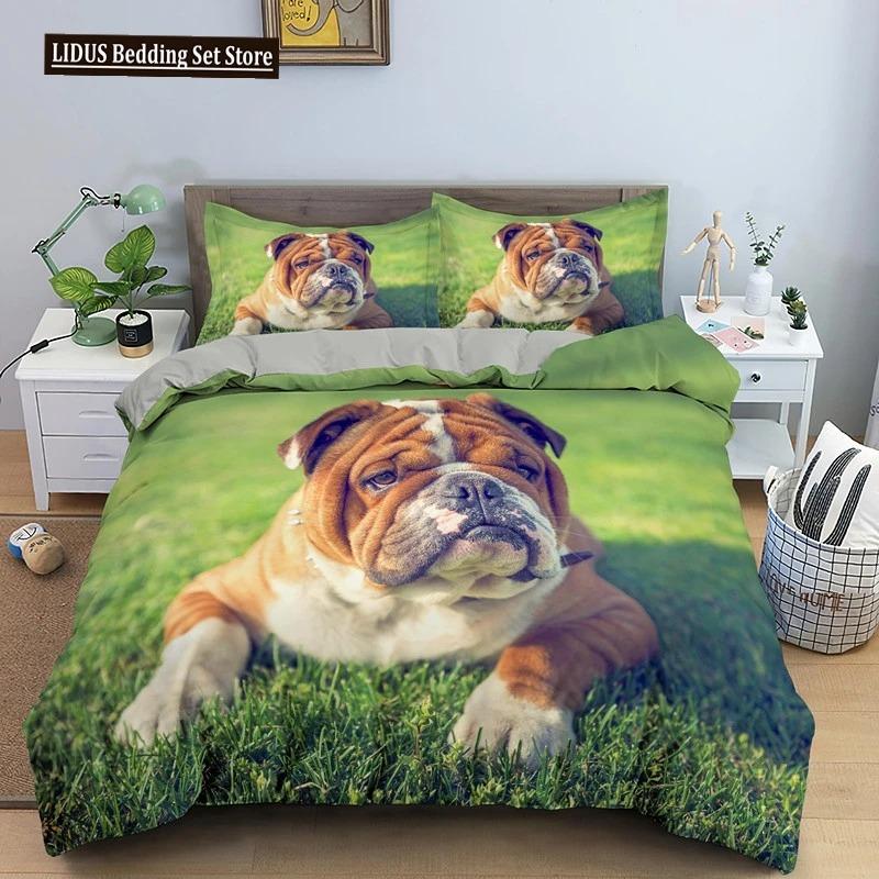 French Bulldog Duvet Cover Set Puppy Bedding Set Bedclothes With Pillowcase Single Double King Queen Size