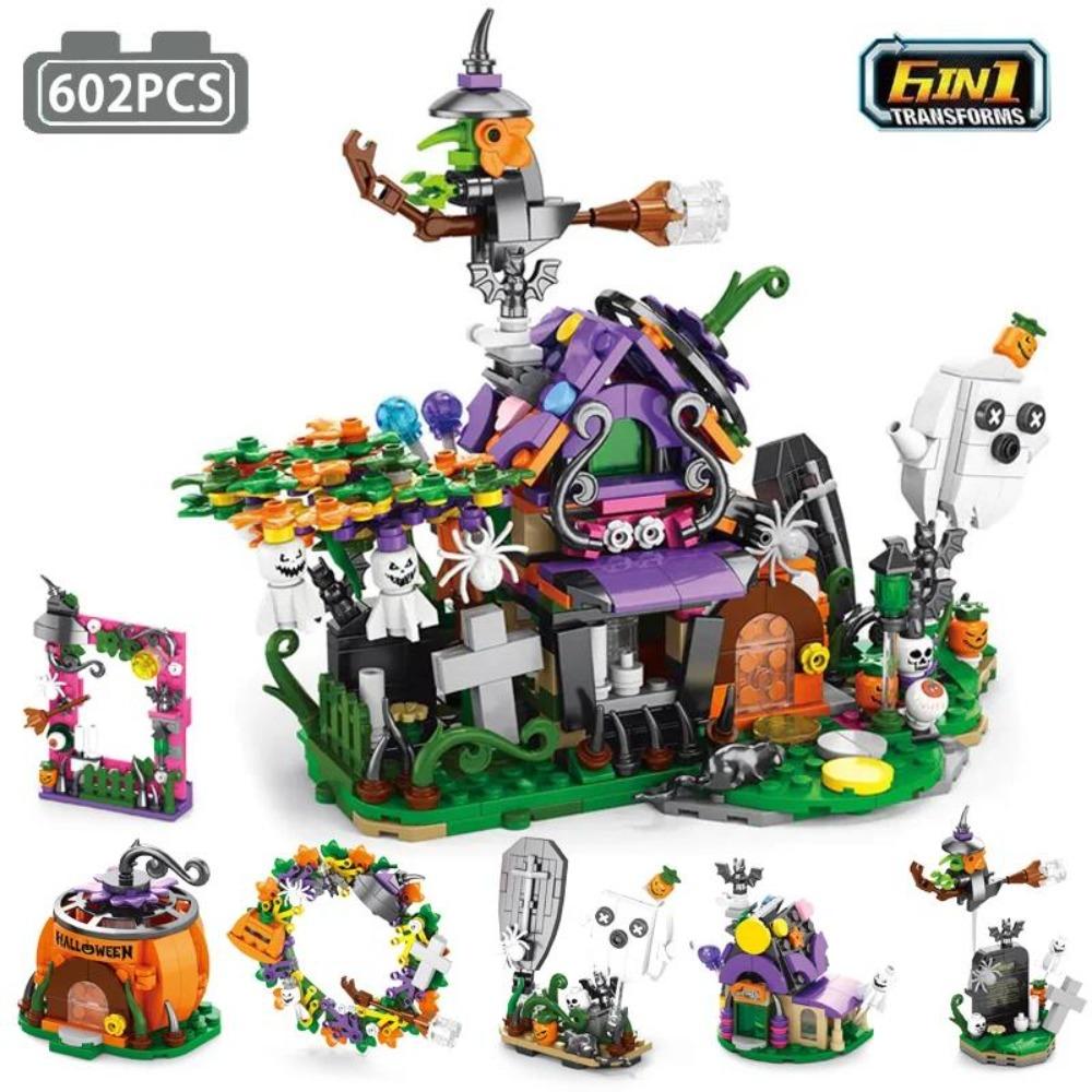 

Ideas Series 6 In 1 The Haunted Mansion Building Blocks Creative Expert Ghost House Model Bricks Toys For Boy Halloween Gift MOC