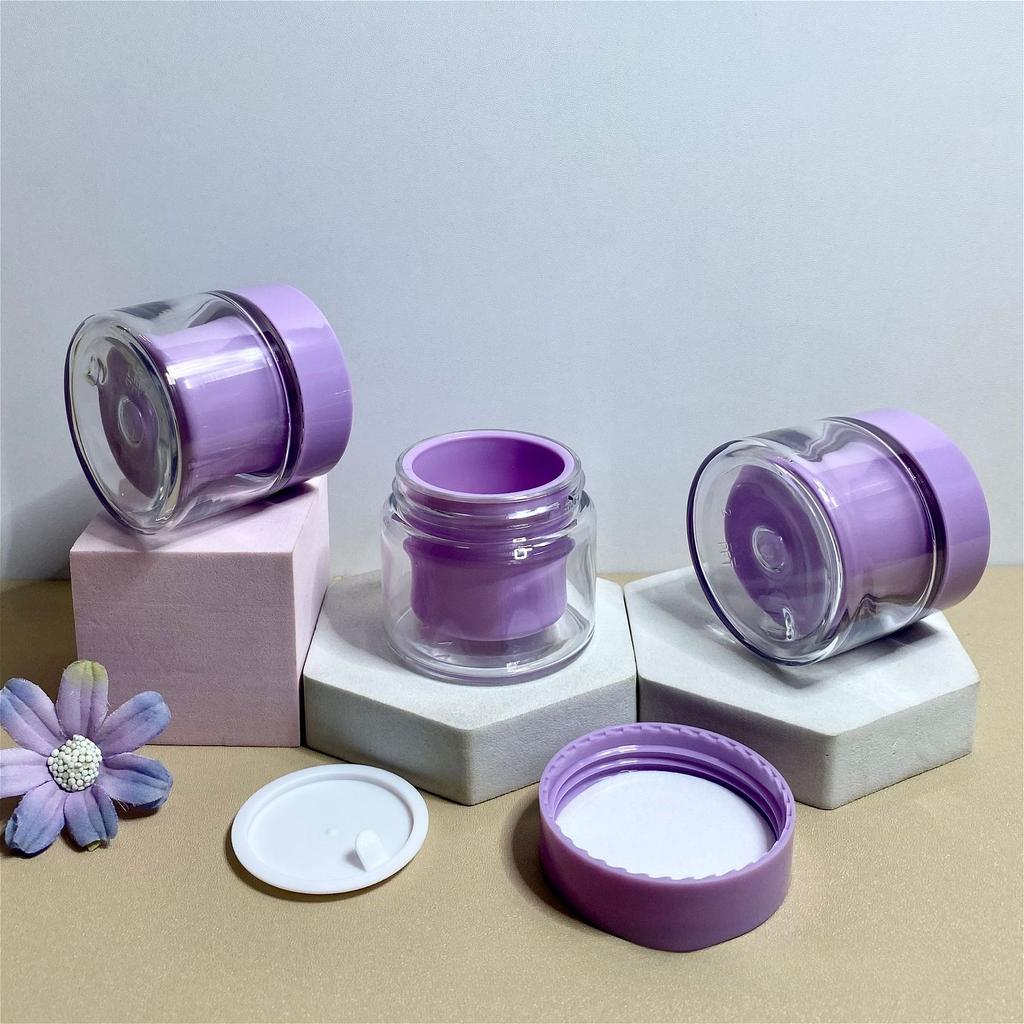 30g Purple Inner Cream Jar, PET Face Moisturizer Pot, Refillable Eye Cream Container for Skincare