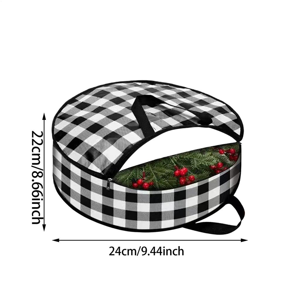 Christmas Wreath Storage Bag Lattice Wreath Dustproof Bag Seasonal Holiday Wreath Storage Container with Handle and Zipper