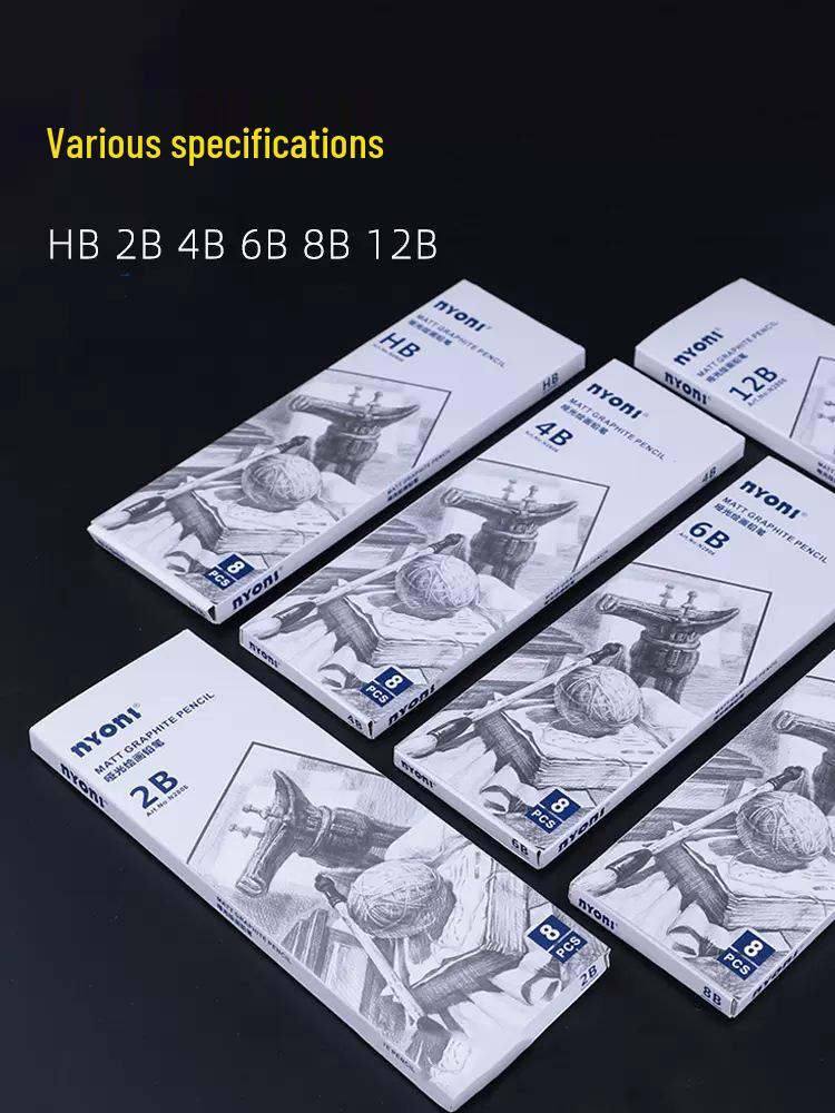 Neoni Matte Green Bamboo Sketch Pencils - 12B/2B Non-Reflective for Art Students & Exams