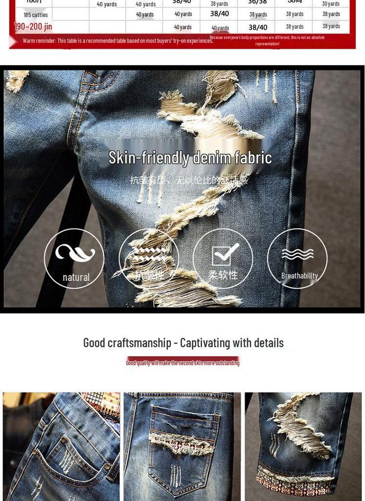 Trendy Men's Ripped Denim Shorts - Summer 2026, Loose Mid-Length 5-Point Fit, Plus Sizes Available