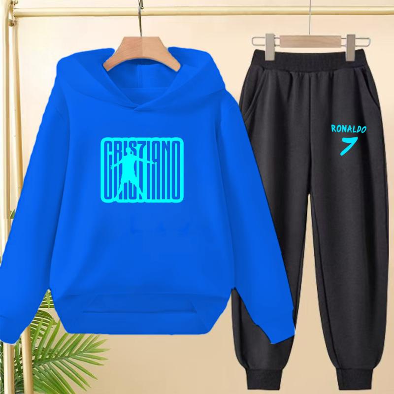Student Uniform Hooded Sweatshirt + Long Pants Set. Children's Sportswear, Loose Suits for Boys and Girls Aged 3 to 13