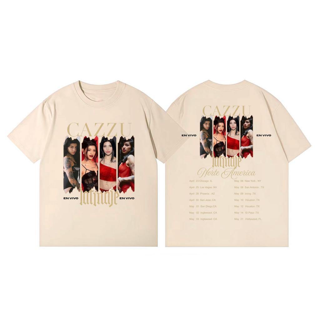 Cazzu Latinaje Tour 2026 Merch Tshirts Unisex Women Fashion Aesthetic Short Sleeve Tshirt High Quality Cotton Oversized T Shirts
