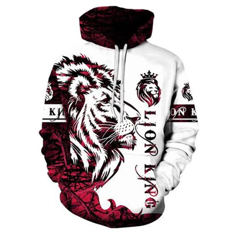 Cyberpunk Style 3D Printed Lion Hoodie Men's Fashion Animal Print Sweatshirt Casual Street Wear Pullover Tracksuit