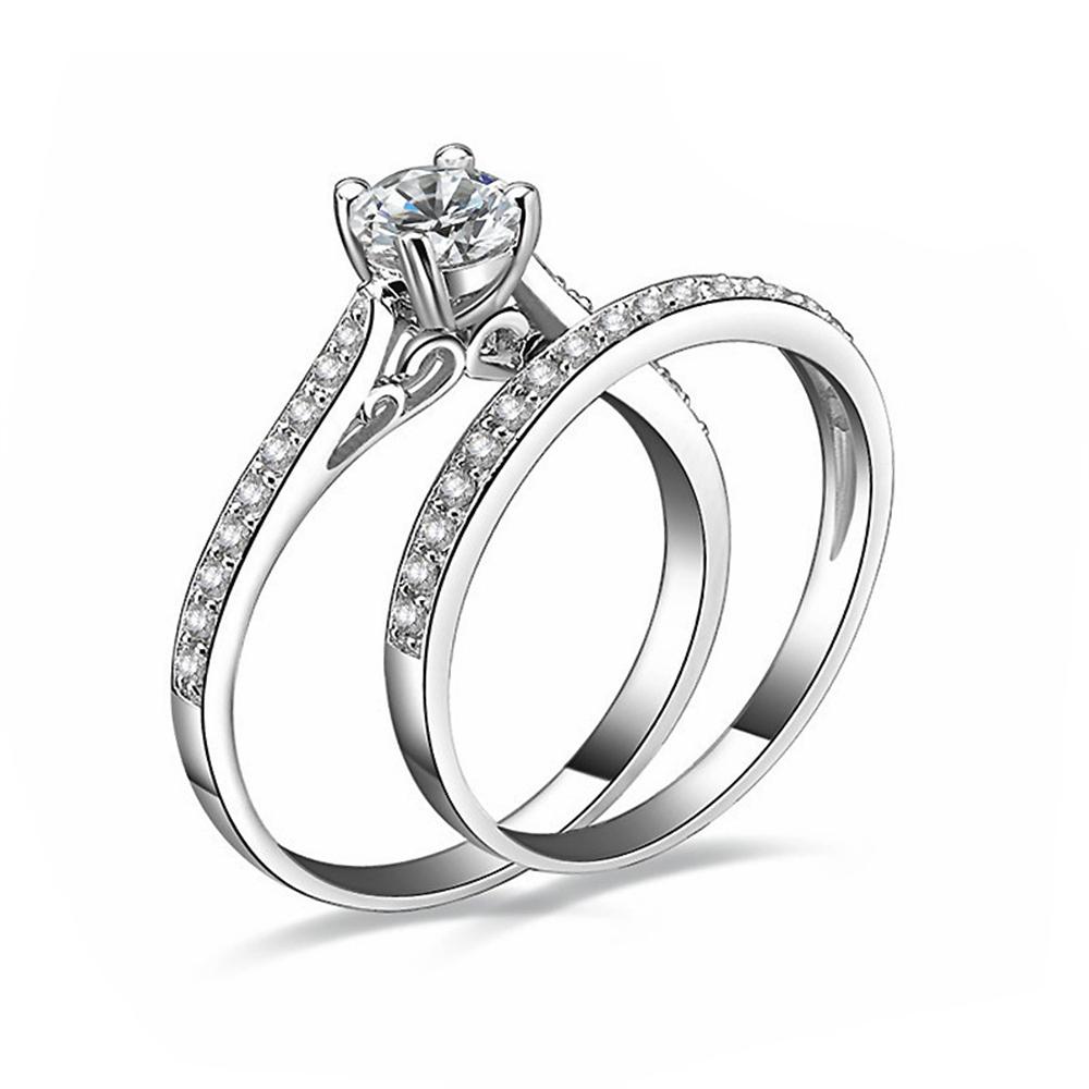 925 Sterling Silver Ring Inlaid With Crystal Zircon Fashionable Couple Ring, Suitable For Wedding Party Gift Jewelry