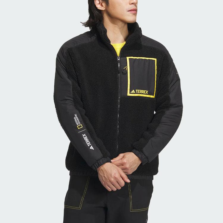 adidas X National Geographic Color Block Outdoor Fleece Jacket Men Jacket Black IL8982