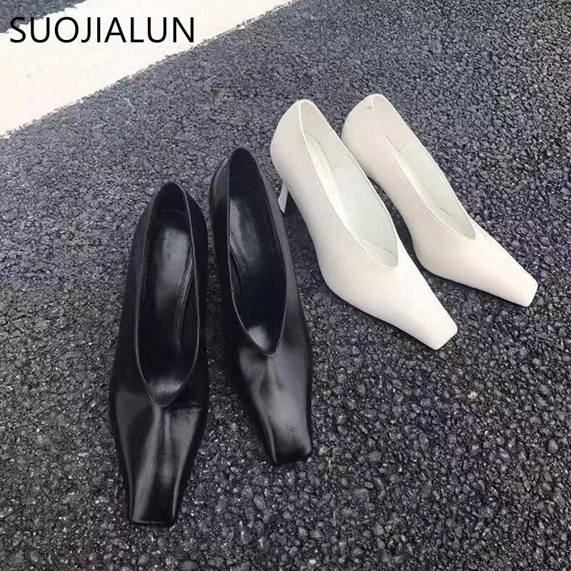 Fashion SUOJIALUN Brand High Heels Women Pump Elegant Shollow Pointed Toe Office Ladies Shoes High Quality Sexy Party Pump Shoes