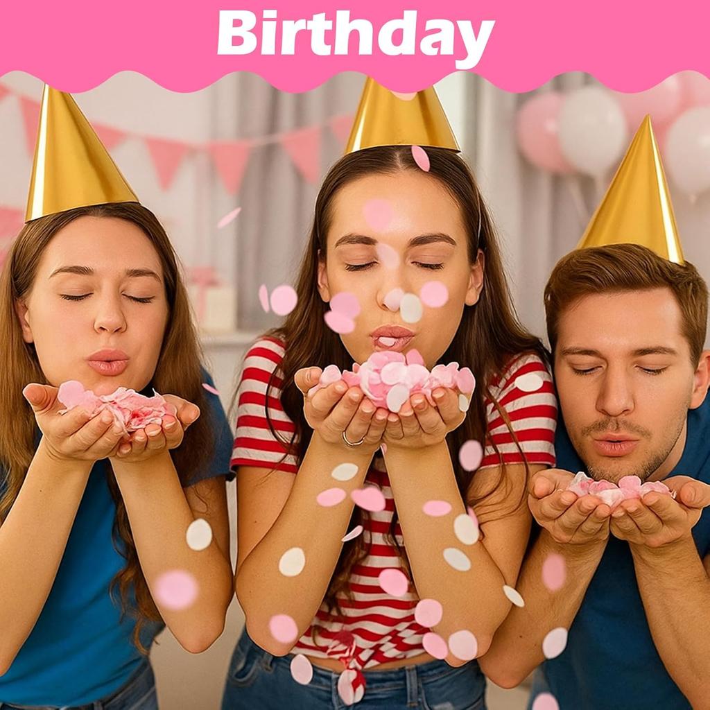 Bewudy 8000pcs Tissue Confetti Dots Table, Pink Party Confetti for Birthday Graduation Wedding Toss Groovy Fall Autumn Party