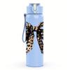1PC Leopard Print Large Bow Graphic,750ml Color Plastic Sports Water Bottle,Leakproof Flip Straw Lid,Suitable for Sports Office Home Use