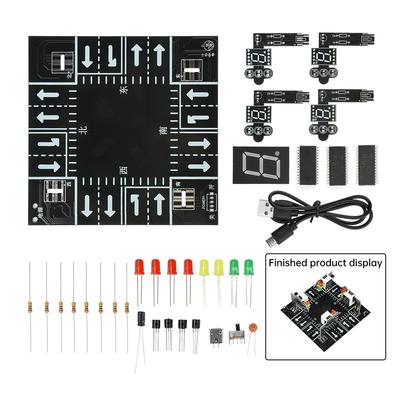 Intelligente Ampel Elektronisches DIY-Kit mit LED-Anzeige Micro-USB-Schnittstelle für Elektronik-Lötpraxis Lernspielzeug