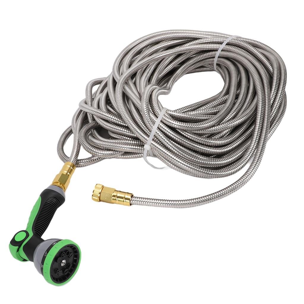 Garden Hose with Nozzle 100FT Stainless Steel Chew Proof Heavy Duty Flexible Water Hose for Outdoor Yard Lawn RV Car