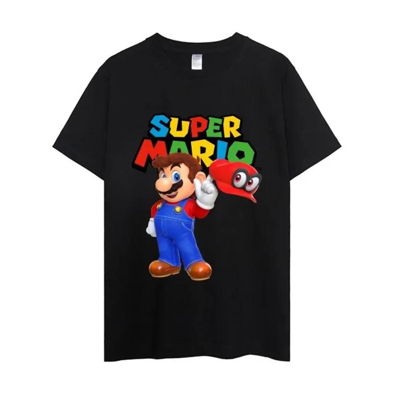 

MINISO M-Mario Super Bros T Shirt Men Couple Combination Clothes Short Sleeve Collar Fashion Woman Cotton#Color(1) S