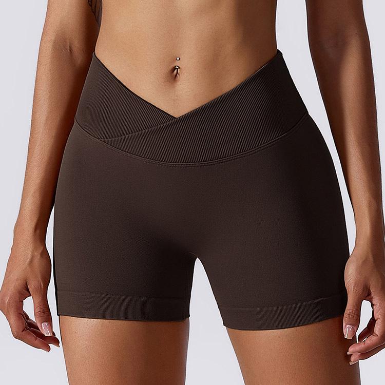 High-Waisted Peach Lift Yoga Shorts - Schnelltrocknend, Nahtlos, V-Bund, Sport- & Laufbekleidung
