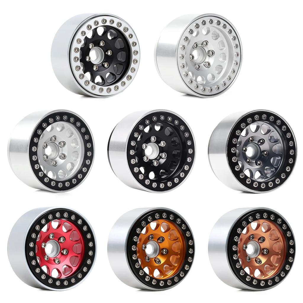 Injora 4Pcs Cnc Aluminum Alloy 1.9 Beadlock Wheel Rim For 1/10 Rc Crawler Car Axial Scx10 90046 Axi03007 Trx4 Vs4-10 Redcat Gen8