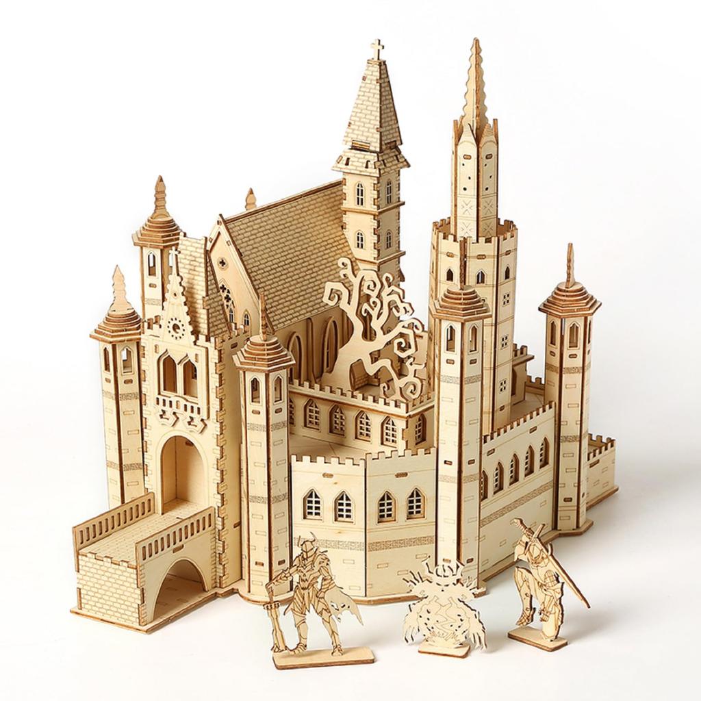 Hallisun 3D Wooden Puzzle for Adults (Ages 14+) - Assembly 3D Castle Puzzle - Mechanical Craft DIY Mechanical Wood Puzzle Toy Hobby Christmas Valentin