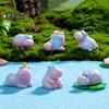 Miniature Hippopotamus Figurine Mini Cartoon Hippo Ornament DIY Microlandscape Fairy Garden Animal Resin Statue Decoration Ornament