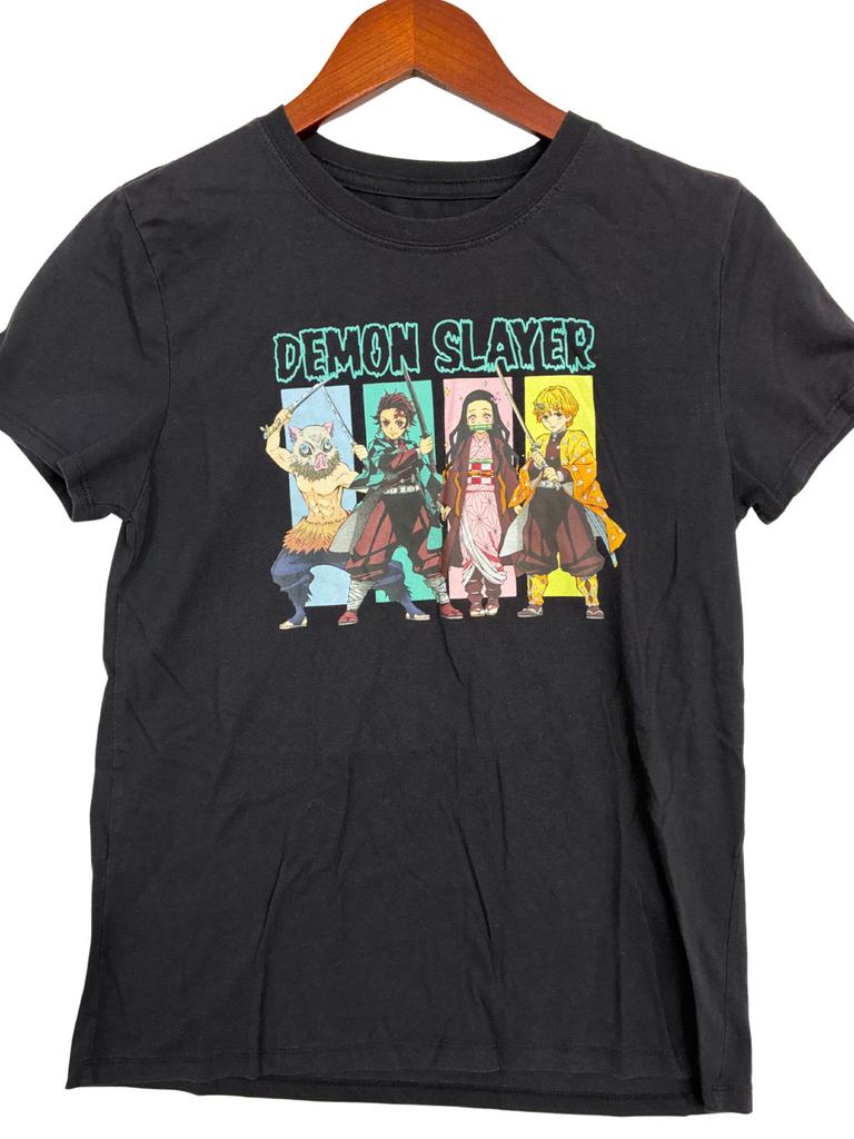 Demon Slayer Tanjiro Nezuko Zenitsu Inosuke Black Graphic T Shirt Small Unisex T-Shirt