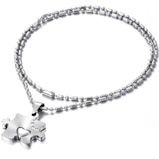 A Gift for Your Loved One or Couple As a Proof of 1 Pair JUST FOR YOU Jigsaw Stainless Silver Bag [JEWELRYWE] Boyfriend/girlfriend Love, (2 Pieces)