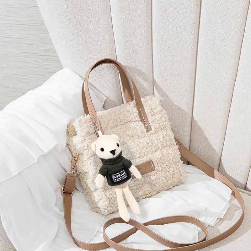 Wholesale woven handmade bag DIY wool hand-sewn bear material bag mesh fleece homemade gift for girlfriend