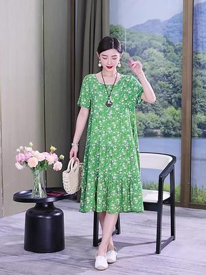 Eleganckie damskie letnie sukienki luźne ubrania w stylu koreańskim kobiety nowa sukienka Midi z nadrukiem w stylu vintage