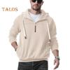 Herren Winter Hoodie Reißverschluss Halboffen Stehkragen Einfarbig Locker Pullover Sport Top Elastische Bündchen Halten Warm Alltagskleidung