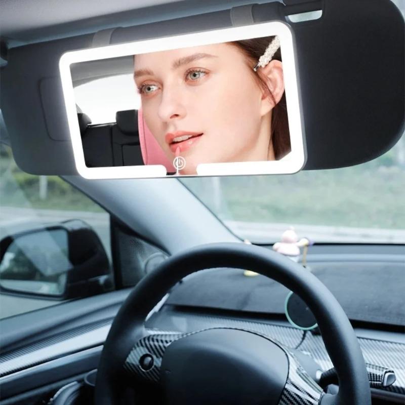 Vanity Mirror Car Interior Mirrors Sun Visor Plate LED HD Makeup Mirror for Girls Women Rechargeable Fill Light Universal Thin Interior Mirrors6