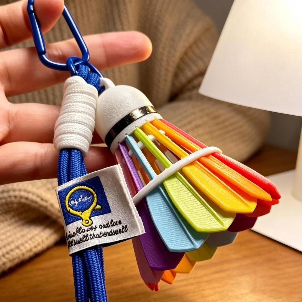 Portachiavi colorato per Badminton, Ciondolo a forma di volano 3D con Clip a Corda Intrecciata