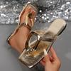 Summer Women Slippers Luxury Flats Sandals Flip Flops  New Beach Slippers Fashion Metal Shoes Slides Women  De Mujer