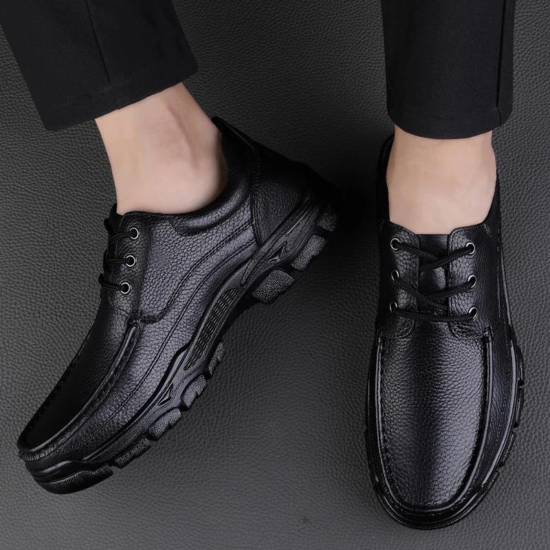 Genuine Leather Shoes Men Loafers Soft Cow Leather Men Casual Shoes New Male Footwear Black Business Formal Shoes