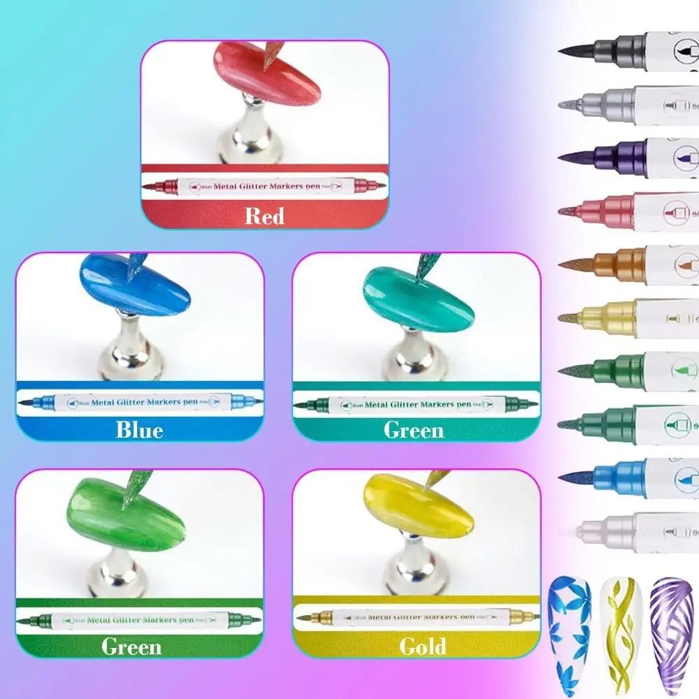 10-colour Nail Art Graffiti Pen Double-ended Acrylic Nail Paint Pens Nail Art Markers DIY Nail Art