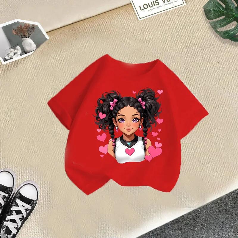 New Children Cute Girl Cartoon Printed T-shirt Girls Short Sleeve New Fashion Summer Children's Wear Creative Clothing