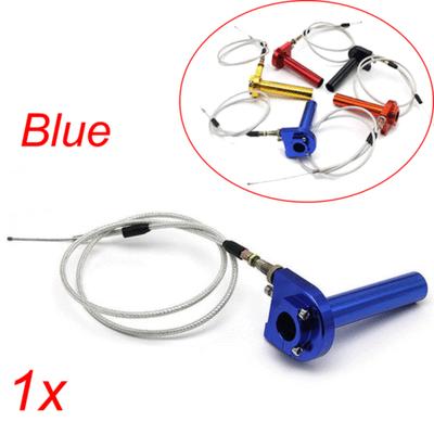 Blauer 22mm Lenker Motorrad Aluminium Gasdrehgriff Quick Twister+Kabel