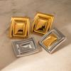 18K Gold Stainless Steel Rectangular Back Surface Earrings Ins European and American Trend New Titanium Steel Color Matching Earrings Exquisite