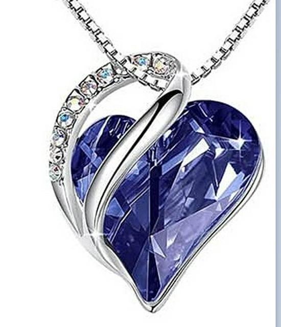 Heart-Shaped Geometric Birthstone Necklace for Women – European and American Style