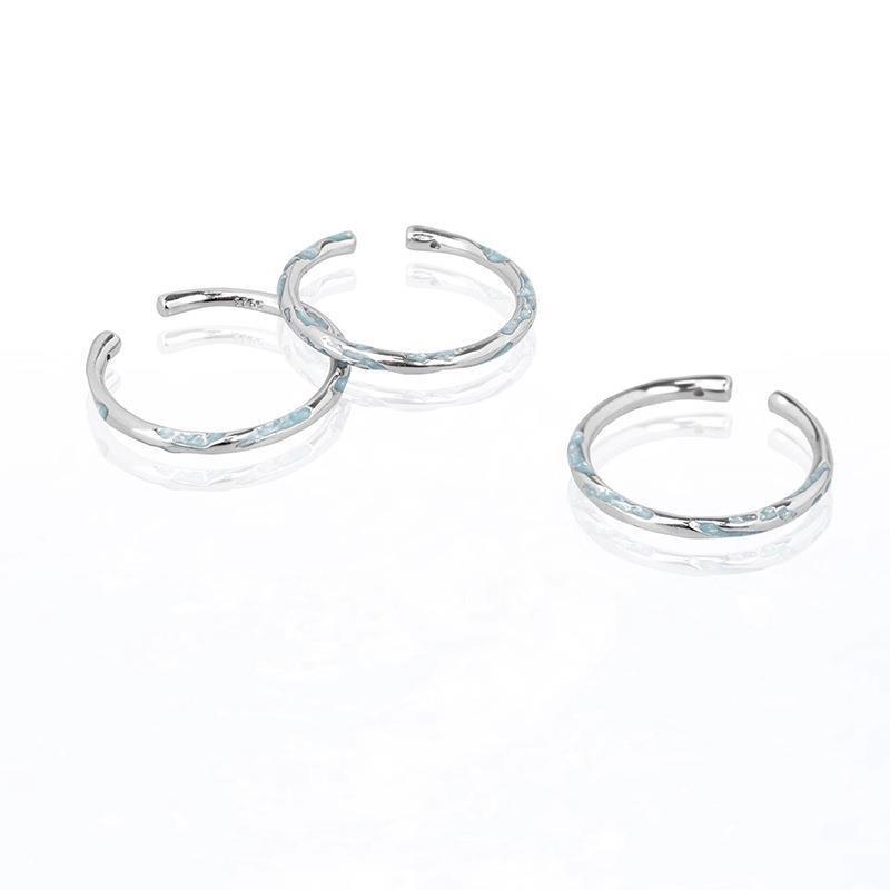 Elegant Open Adjustable Blue Copper Ring For Women Trendy Geometric Fashion Design