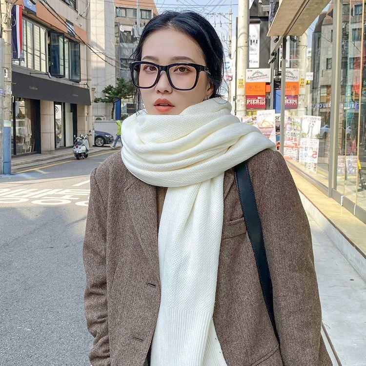New solid color couple scarf women's imitation cashmere winter Korean version student versatile wool knitted warm scarf men