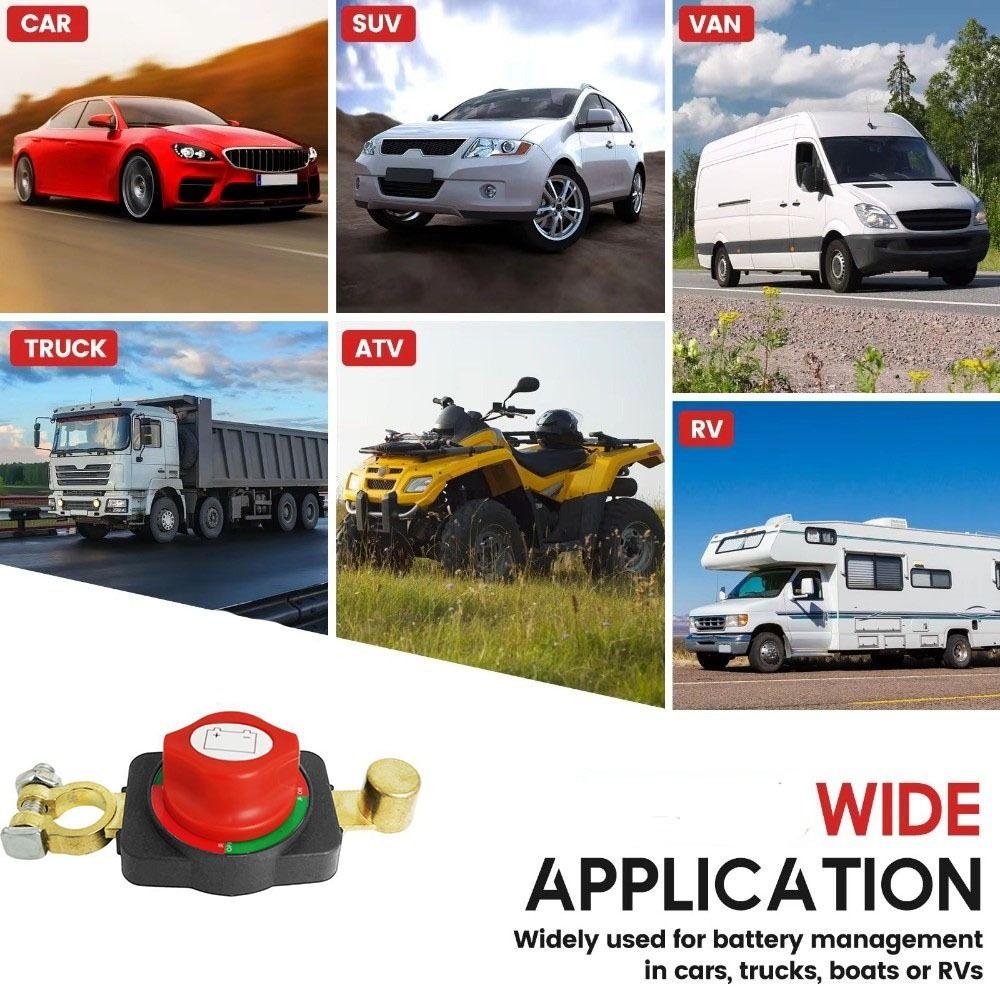 Negative Terminal Car Battery Disconnect Switch Top-Mounted Car Power Switch Isolator  Boat