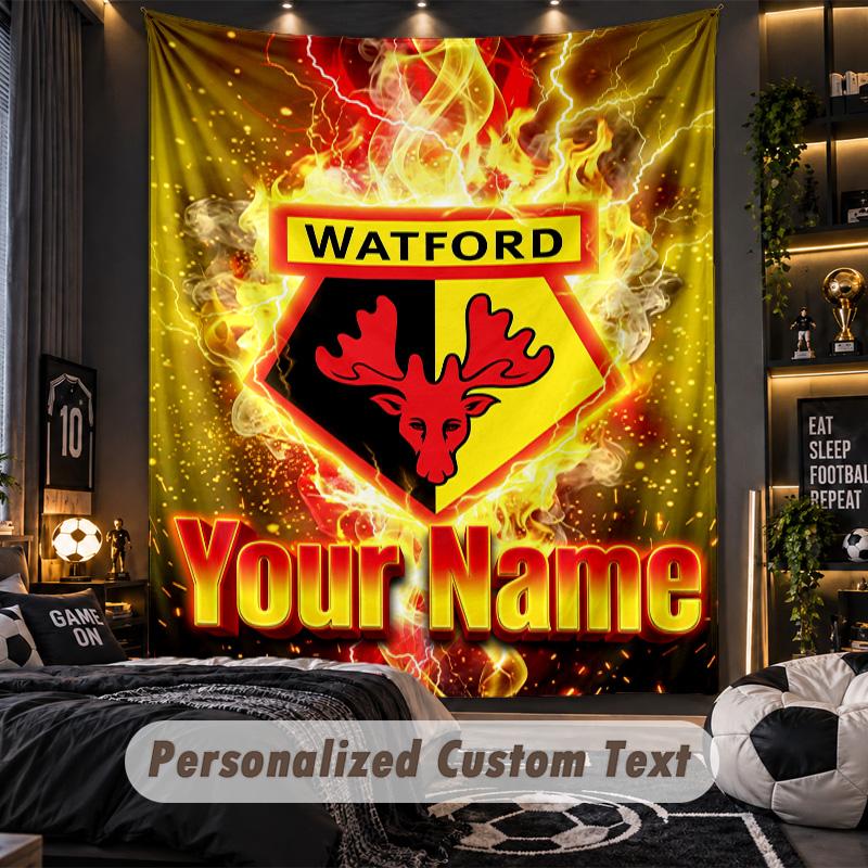 TapestryWatford FC Custom Name Text Personalized Wall Hanging Tapestry Home Wall Decor