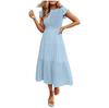 Mode Damen Freizeitkleid Mittellang Boho Schmetterlingsärmel A-Linie Langes Kleid