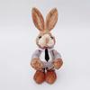 23cm Yard Party Home Easter Decor Woven Straw Bunny Rabbit Sculpture Statuette Easter Ornament