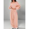 Tuta da Donna Vestibilità Larga Spalle Scoperte Manica Lunga Crop Top Vita Alta Pantaloni Larghi Tuta Due Pezzi