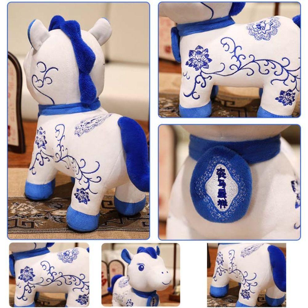 Cute Cartoon Horse Ornaments Funny Zodiac Pony Figurine Toy Plush Horse Mascot Dolls  Birthday Gift