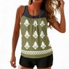 Tankini Swimsuits for Women Two Piece Modest Blouson Bathing Suit with Shorts Printed Full Coverage Swimwear