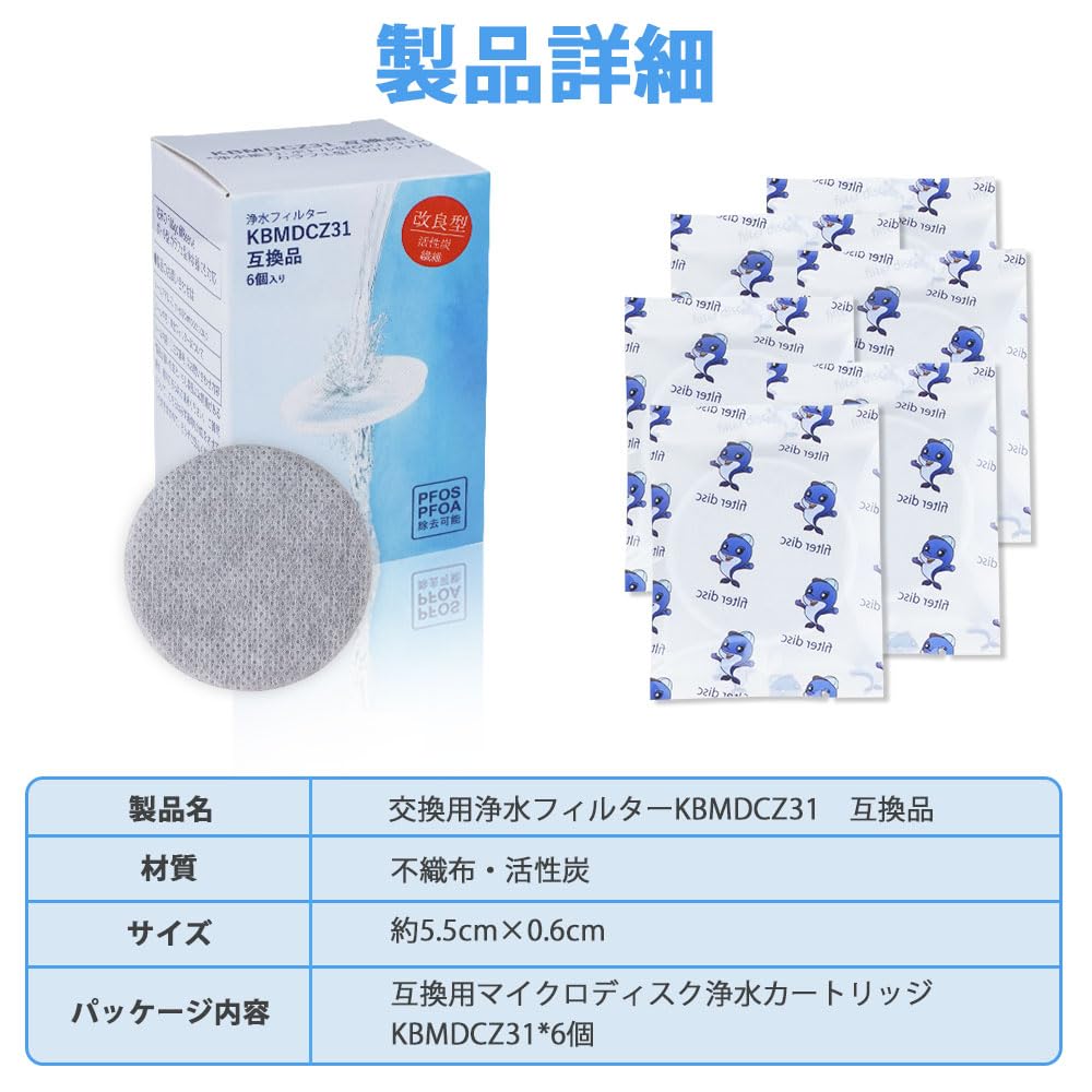 Improved Brita MicroDisc Cartridge KBMDCZ31 Replacement Water Compatible with Water and Water High PFOA and PFOS Pack of 6 Filter, Bottles, Carafes,