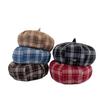Plaid retro beret women's new British style versatile face small octagonal hat literary newsboy painter hat